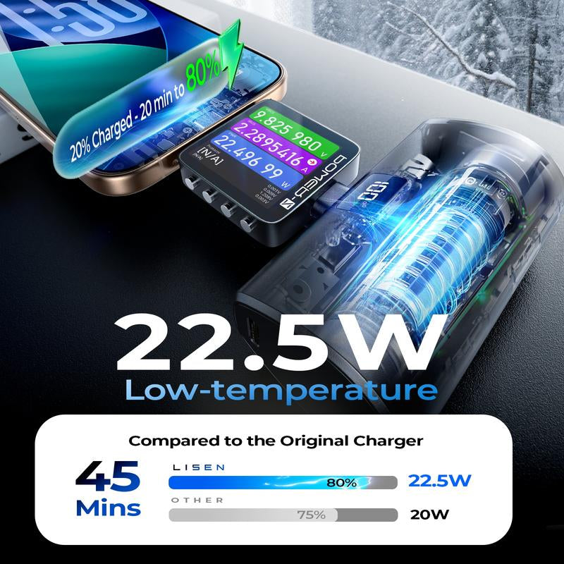 LISEN Small Portable Charger 7000Mah Mini Portable Charger Power Bank for Apple Watch & Iphone Series 16-12 USB Type-C Charger Digital Display, Lightwight and Compact Travel-Friendly Design