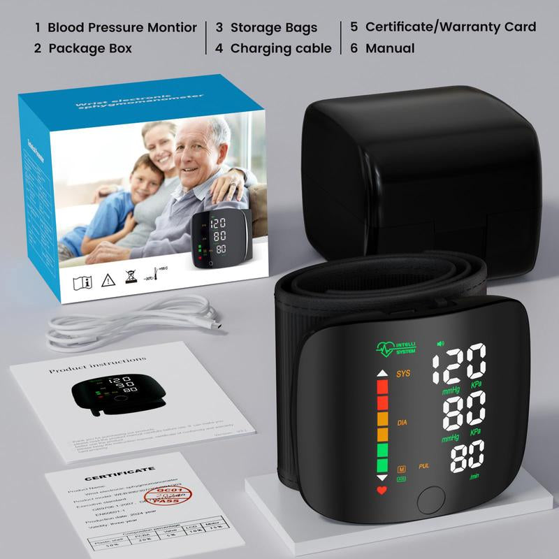 Rechargeable Wrist Blood Pressure Monitor with LED Touch Screen, Voice Broadcast & 99X2 Memory — Accurate Home BP Tracking Made Simple