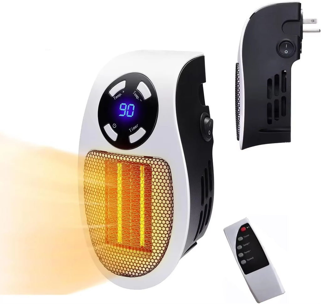 500W Smart Wall Outlet Electric Heaters with Adjustable Thermostat Timer LED Display Space Heater Office Dorm Dog Room 220V/110V