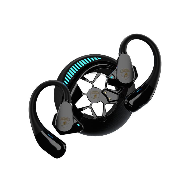 Lamborghini Official Wireless Earbuds | Sport Ear Hook Bluetooth 6.0 Design Headphones | Secure Fit, Deep Bass, Low Power Use| Comfortable for Running, Gym & Daily Calls Earphones with Long Endurance | Gifts for Men and Women