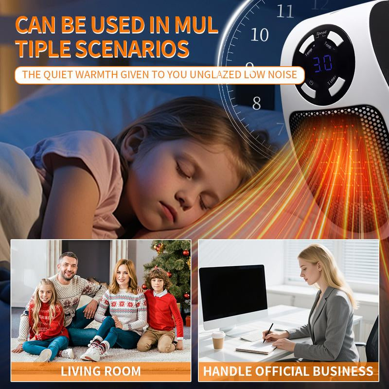 Portable Convection Fan Ceramic Heater Power-Off Protection & 2-Speed Settings for Living Rooms Bedrooms Study Rooms