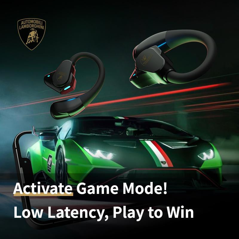 Lamborghini Official Wireless Earbuds | Sport Ear Hook Bluetooth 6.0 Design Headphones | Secure Fit, Deep Bass, Low Power Use| Comfortable for Running, Gym & Daily Calls Earphones with Long Endurance | Gifts for Men and Women