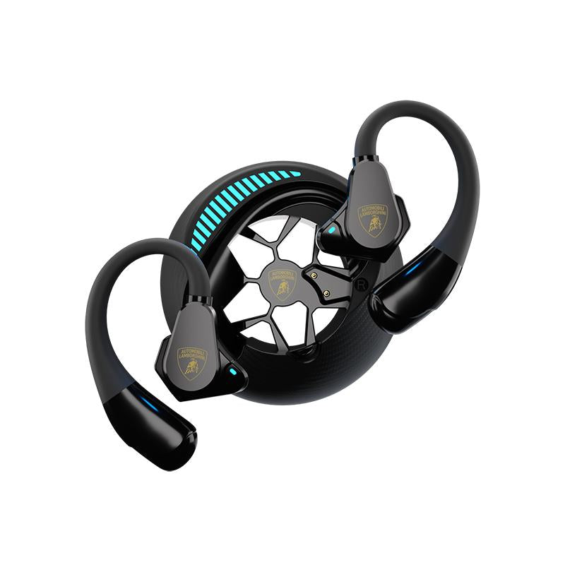 Lamborghini Official Wireless Earbuds | Sport Ear Hook Bluetooth 6.0 Design Headphones | Secure Fit, Deep Bass, Low Power Use| Comfortable for Running, Gym & Daily Calls Earphones with Long Endurance | Gifts for Men and Women