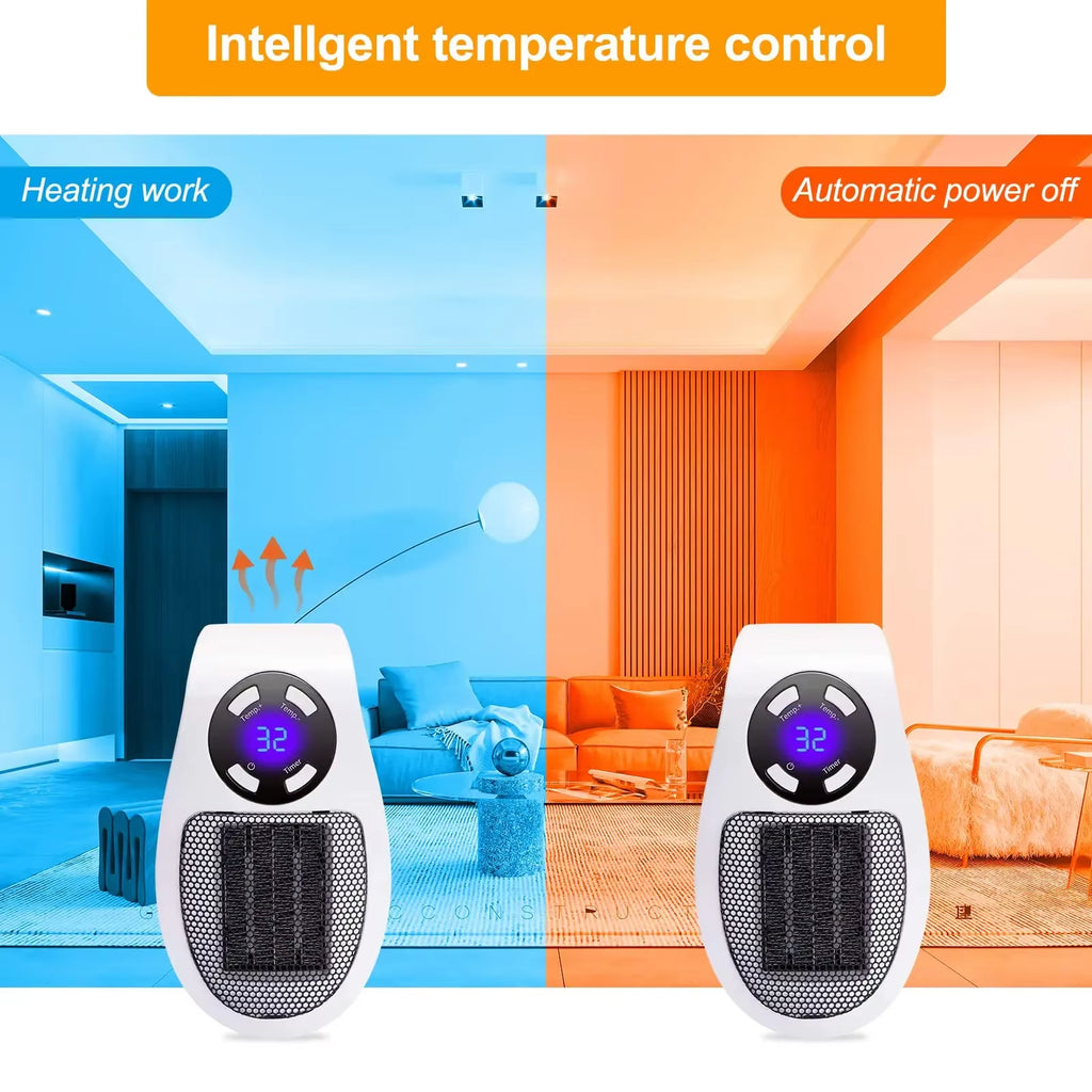 500W Smart Wall Outlet Electric Heaters with Adjustable Thermostat Timer LED Display Space Heater Office Dorm Dog Room 220V/110V